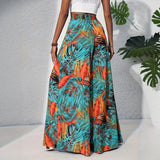 Summer Ladies Pants Tropical Holiday Wind New Fashion Leisure Comfortable High-Waist Broad Leg Trousers