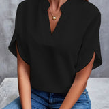 2025 Summer New V-Neck Shirt Women Solid Color Casual Buffet Shirt