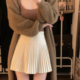2025 Autumn And Winter Elastic High Waist 100 Folds Skirt Women Short A-Word Bag Hip Wear Thick Hairs Of The Skirt White