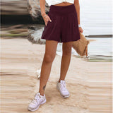 2025 Women's Hot Selling Solid Color High-Waisted Elastic Shorts Tight Waist Wide Leg Slacks