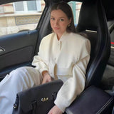 2025 New Women's Fashion French Big Pocket Short Autumn Bomber Jacket Jacket