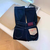 Lazy Wind Dark Blue High-Waisted Straight Jeans Women Autumn And Winter New Design Sense Loose Broad Legs Long Pants