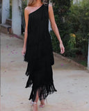 Fashion Eso-Shouldered Asymmetric Dress 2025 Spring And Summer New