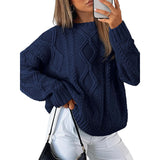 Women's Dress 2025 Knitted Women's Oversized Thick Knit Round Sweater Casual