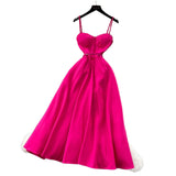 High-End Elegant Dress Women's Summer Dress French Light Luxury Lace Lace To Receive Waist Temperament Sling Dress