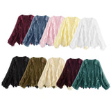 Spring 2025 New Women's V-Neck Single Buckle Long-Sleeved Cascade Decorative Shirt 10 Colors