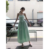 Design-Sensitive Dress 2025 Summer New French Temperament Bow Bows Folded Long Breast-Wearing Skirt