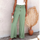 2025 New Women's High-Waisted Long-Term Cotton-Sight Broad-Legged Trousers Loose And Relaxed Casual Broad-Legged Women