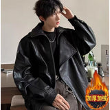Direct Selling Collar Velvet Version Of The Locomotive Leather Men's Autumn And Winter Leisure Leisure Loose Senior Sense Men's Jacket Tide