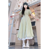 Design-Sensitive Dress Women's 2025 Summer New French Temperament Short-Sleeved Folding Skirt In The Waist