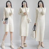 Autumn And Winter With Coat Sweater Dress Women Loose Fashion With Medium And Long Bottoming Over The Knee Knit Dress