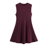 Women's Spring 2025 New Sleeveless Round-Necked Knitted Skating Dress Mini Dress
