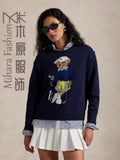 2025 New Women's Round-Necked Bear Cartoon Casual Age-Reed Knitted Sweater