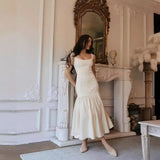 2025 Summer New Women's Dress French Retro Sleeveless Collar Temperament Spliced Slinging Dress
