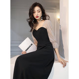 Evening Dress Female Banquet Temperament Long Can Usually Wear A Small Black Dress Dress Banquet Dress