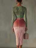 2025 Women's Dress Glossy Elastic Velvet Body Ass High-Waisted Fishtail Dress Dress Dress