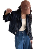 Spring And Autumn 2025 This Year's Popular Short Leather Coat Clip Locomotive Jacket Design PU Leather Jacket Woman