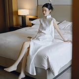 New Chinese Cheongsam Improved Young White Certificate Registration Engagement Retro Dress Dress Set Bridal Toast
