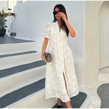 Women's New Waists Slim And Beautiful Little White Dress INS Net Red Standing Weight Embroidered Dress