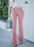 2025 Autumn And Winter Women's Solid Color High Waist Repair Micro-Trumpet Trousers Cord Velvet Tight Waist Casual Pants