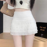 Long-Long Drag Skirt Sunscreen Skirt 95Cm Female Large-Size Cake White Skirt Large Skirt Umbrella Skirt Wrinkled Skirt