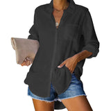 New Ladies Shirt Solid Color Large Size Casual Loose Buckle Shirt Women's Clothing