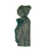 Three-House Folded Dress Design Irregular Lotus Leaves Side To Receive Waist Repair Bright Silk Pressure Folds