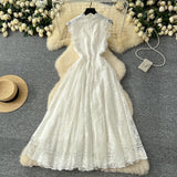 French Retro Romantic Atmosphere Feel Sleeveless Dress Women's Lace Mesh Design Super Fairy Temperament Long Dress