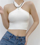 Women's Mb Sexy Cross-Hanging Neck Knitting Short Outer Wear Inside The Bottom Sling Sling Vest Top