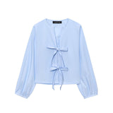 Women's Clothing 2025 New Fashion Temperament With Bow Shirt Top