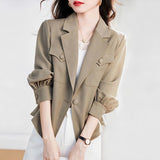 25 Autumn Japan And South Korea New Leisure Long-Sleeved Coat Women's Korean Version Of The Suit Top Jacket Loose Short Windbreaker