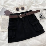 Ancient Hottie Fashion High-Rise Thin Double Pocket Workboy Dress Anti-Light Short Skirt A Skirt