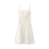 2025 Summer New Women's Dress French Retro Sleeveless Collar Temperament Spliced Slinging Dress