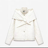 ZR Women's Clothing 2025 New Korean Version Of Susture Loose Removable Scarf Cotton Jacket Jacket