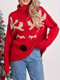 New Women's Clothing For Autumn And Winter 2025 Loose Christmas Elk Tweed Casual Long-Sleeved Sweater