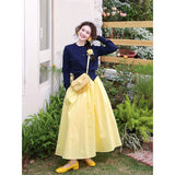 College Style Blue Embroidered Long-Sleeved Knitted Cardigan Women Early Spring Wool Sweater Short Thin Inside Cloth