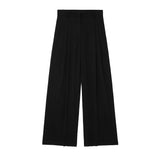Autumn New Women's Folding Decoration High-Waist Wide Leg Pants Leak Back Hanging Neck Vest