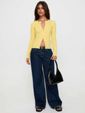 2025 New Women's Sexy Cardigan Street Long-Sleeved Top Solid Color Cardigan Knitwear