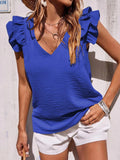 2025 Spring And Summer Women's Casual V-Necked Leaf-Side Vest Shirt Summer Sleeveless Shirt
