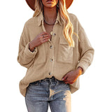 Women's 2025 New Autumn And Winter Shirt Solid Color Loose Wick Pocket Long-Sleeved Sleeve Shirt Jacket