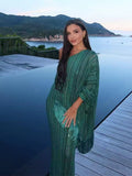 2025 New Women's Fashion Elegant Style Style Tamply Espress Printing V-Neck Dress