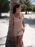 Spring/Summer 2025 Women's New Fashion Temperament Suspension Beach Pearl Short Dress Knitted Dress