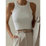 Knitted Vest Women 2025 Summer Solid Color Repair Thread Inside The Top Wearing Short Y2K Vest