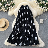 Classic Fashion Folding Wave Half-Dress French Sweet High-Waisted A-Shaped Skirt Mid-Long Folds Skirt