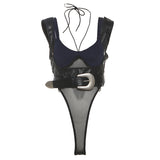 2025 Autumn Women's New Jennie The Same Hottie V-Neck Mesh Splicing Repair Body Thin Dressing