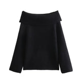 2025 Women's New Autumn And Winter Temperament Long-Sleeved Shoulder Simple Sweater Knitted Jersey