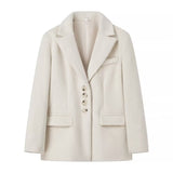 Women's Clothing 2025 Spring New Fashion Free Single Row Buckle Long Hair Suit Jacket