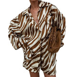 Spring 2025 Women's Shirt Top Shorts Print Fashion Casual Shirt Two Sets