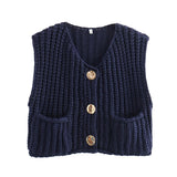2025 Autumn Street Shirt Fashion Cute Crochet Wool Vest Knitted Thick Knitted Vest Women's Clothing
