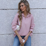 New Wish Autumn Explosion Of Women's Hot Sales Of Pure Color Long Sleeve Zipper Collar